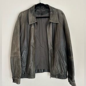 Salvatore Ferragamo Mens Leather Jacket Bomber Lined